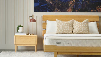 Fawcett Mattress on a wood bed frame