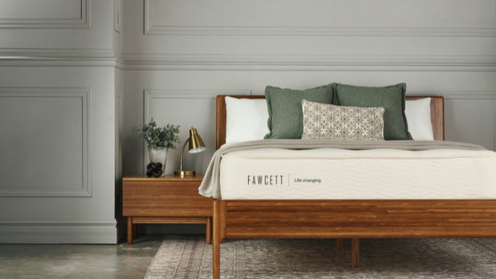 Fawcett Mattress with two green pillows