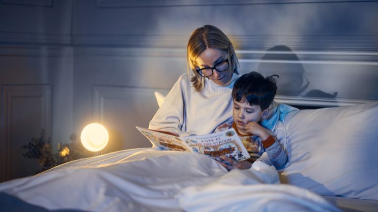 bedtime stories with mom and kid