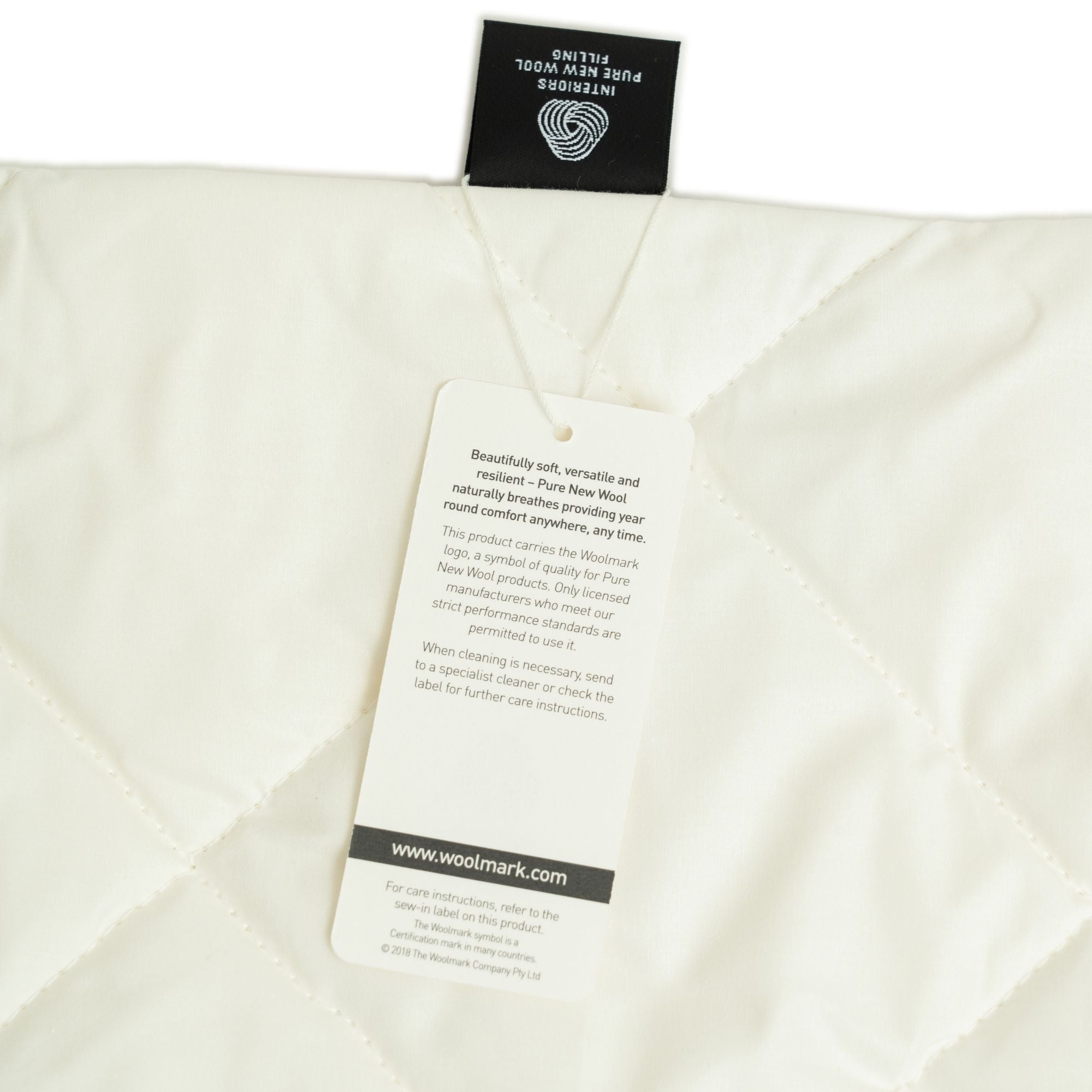 wool pillow protector wool mark tag back