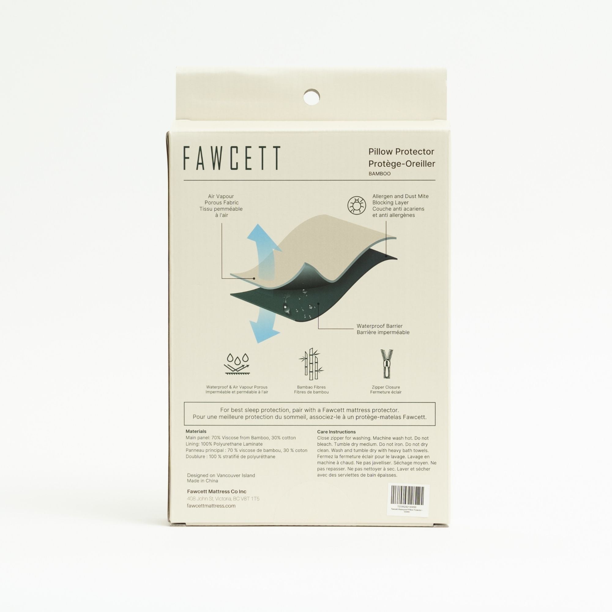 waterproof pillow protector packaging back