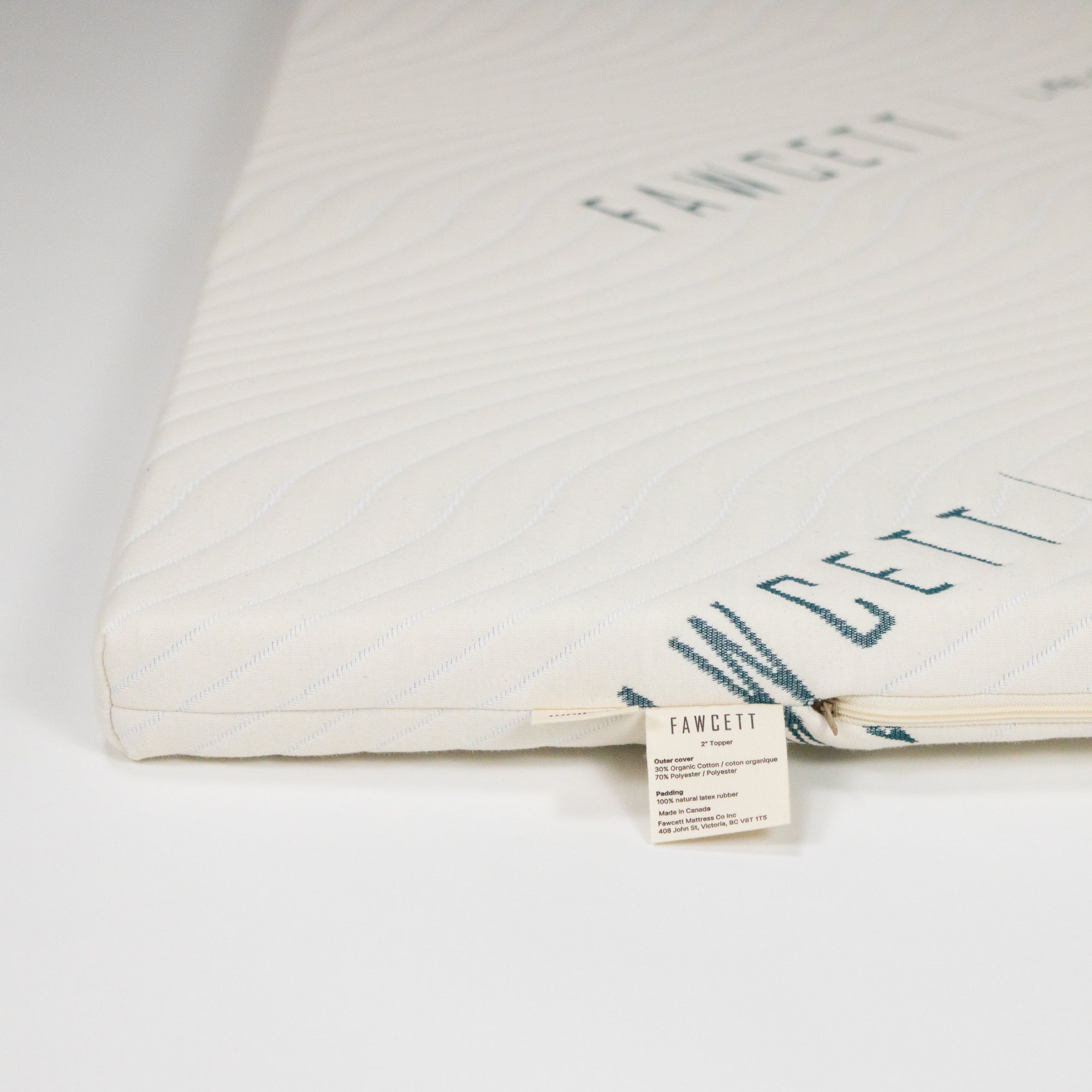 2 inch natural latex topper corner view