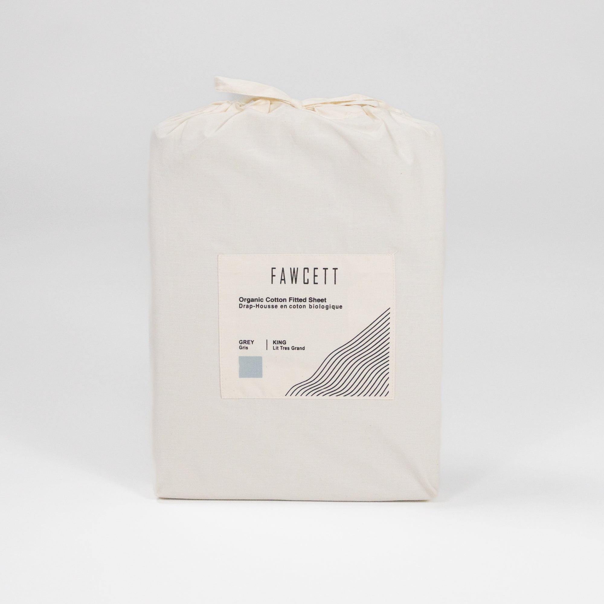 Fawcett Organic Cotton Fitted Bed Sheet front packing grey