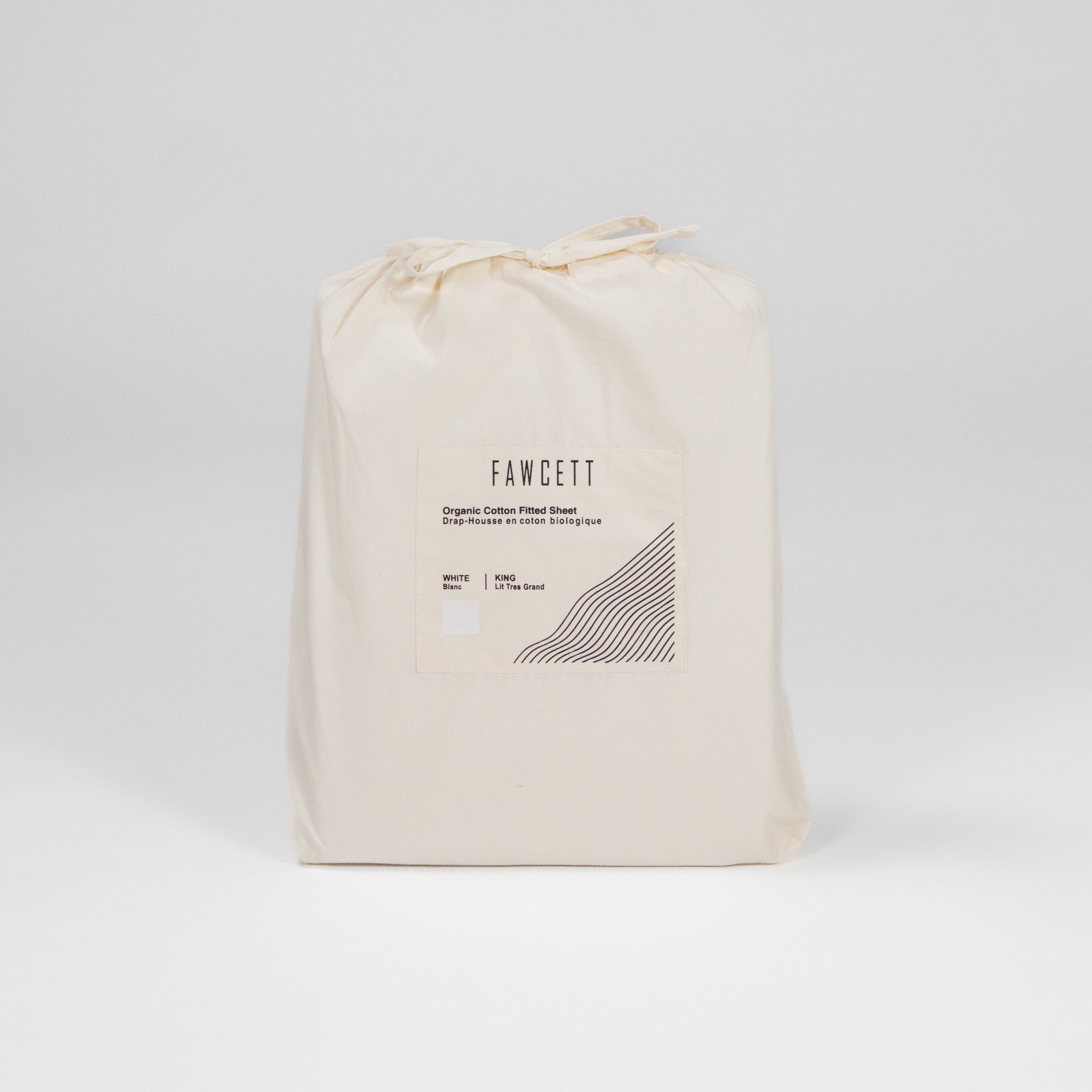 Fawcett Organic Cotton Fitted Bed Sheet front packing white