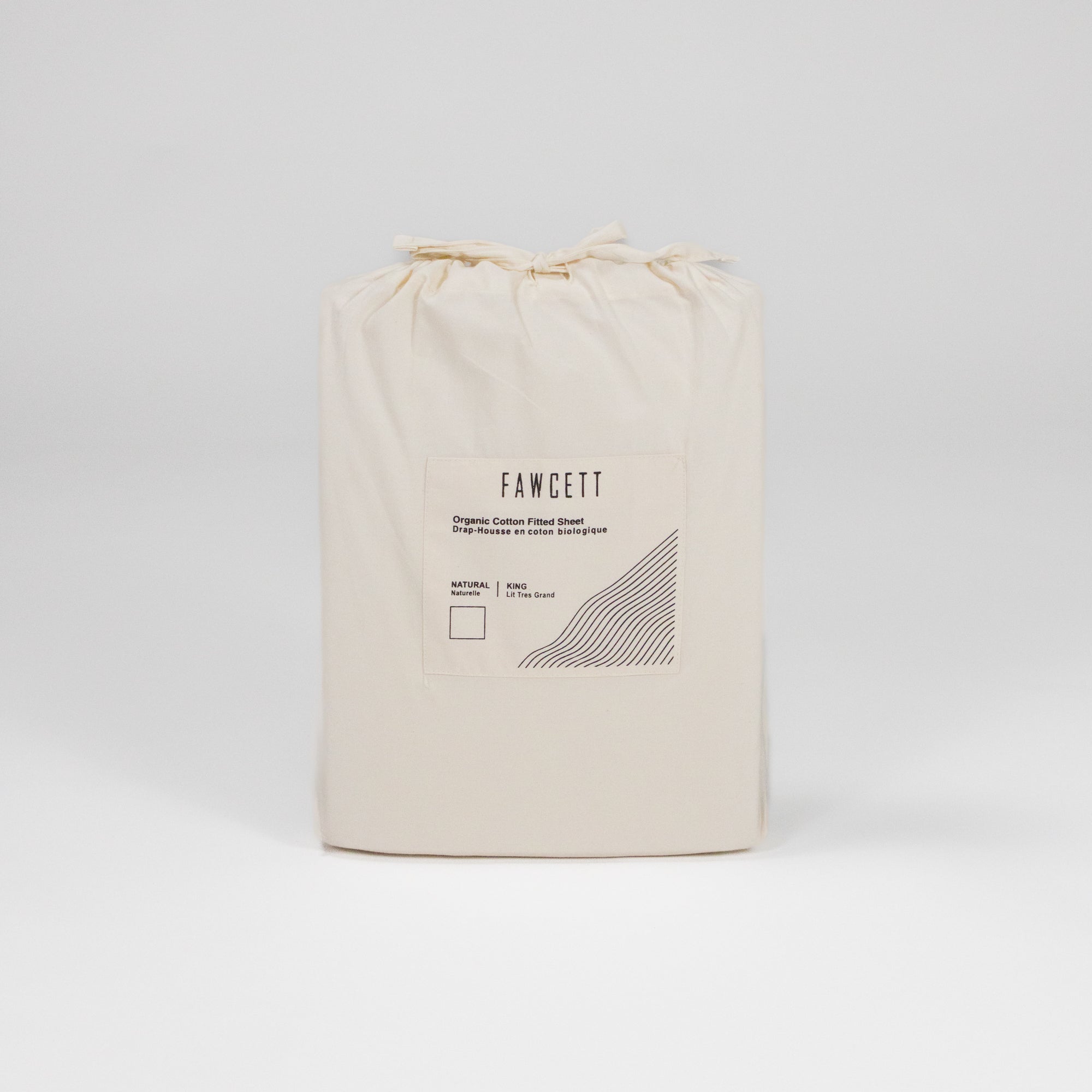 Fawcett Organic Cotton Fitted Bed Sheet in packaging front natural