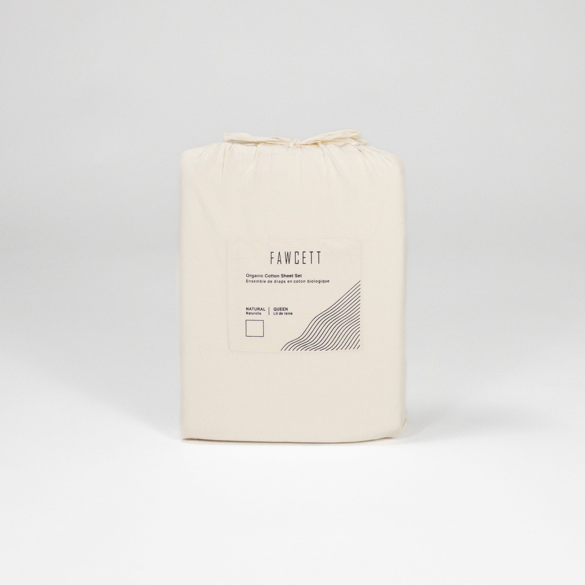 Fawcett Organic Cotton Bed Sheet Set packaging front natural