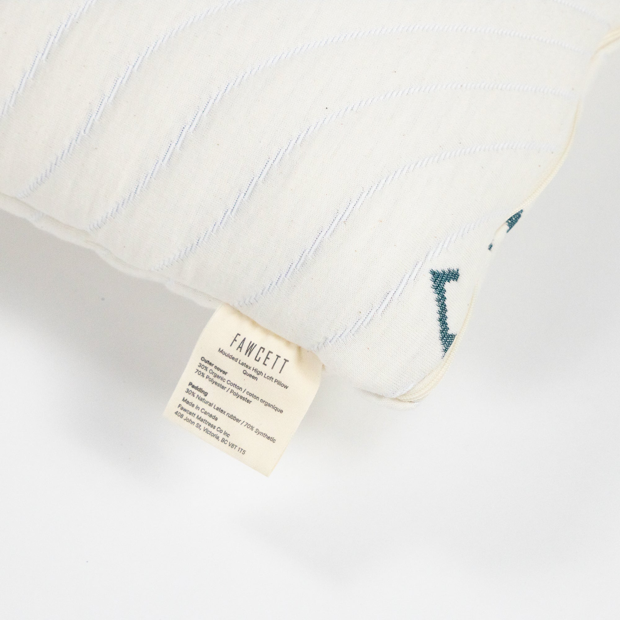 High loft latex pillow tag