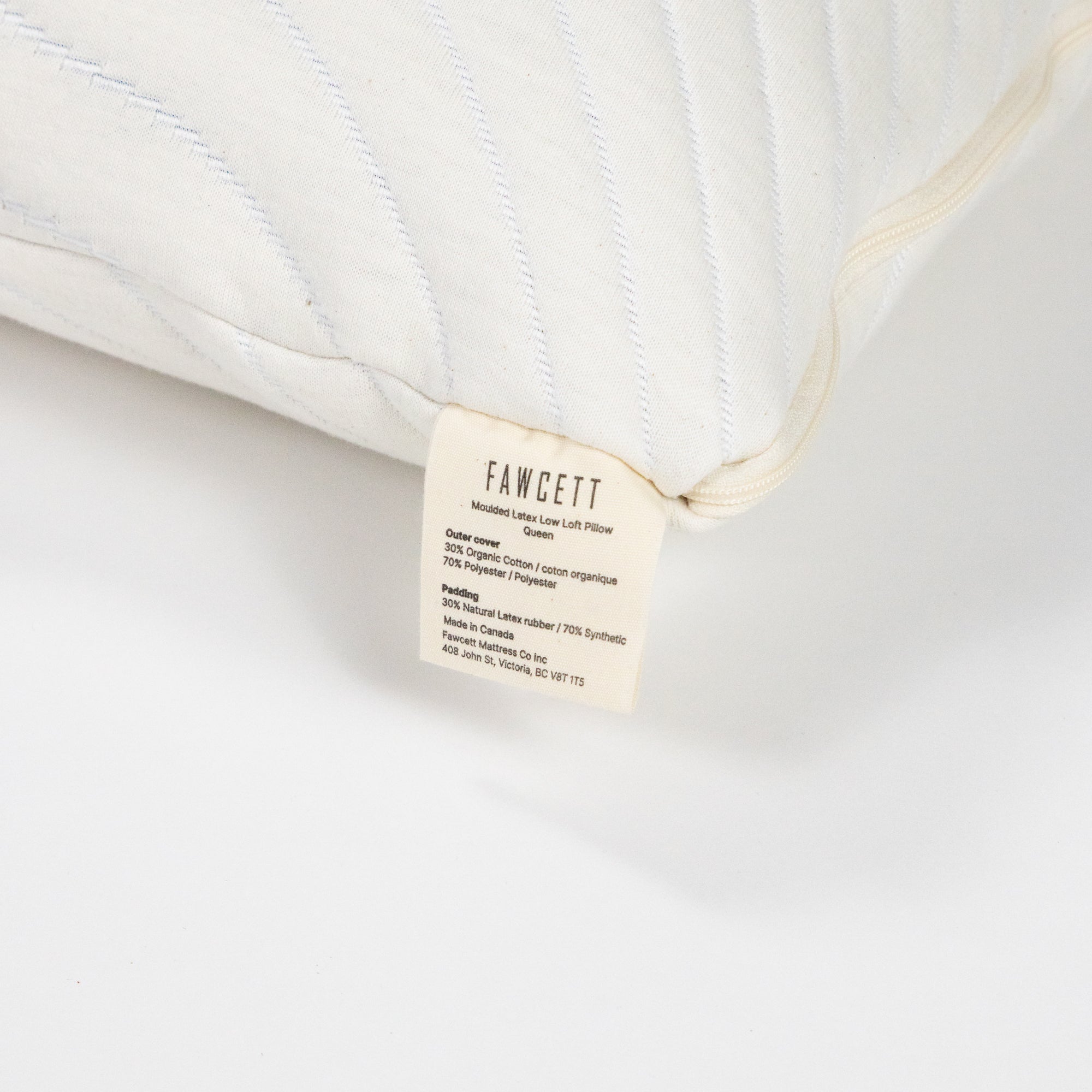 Low loft latex pillow tag