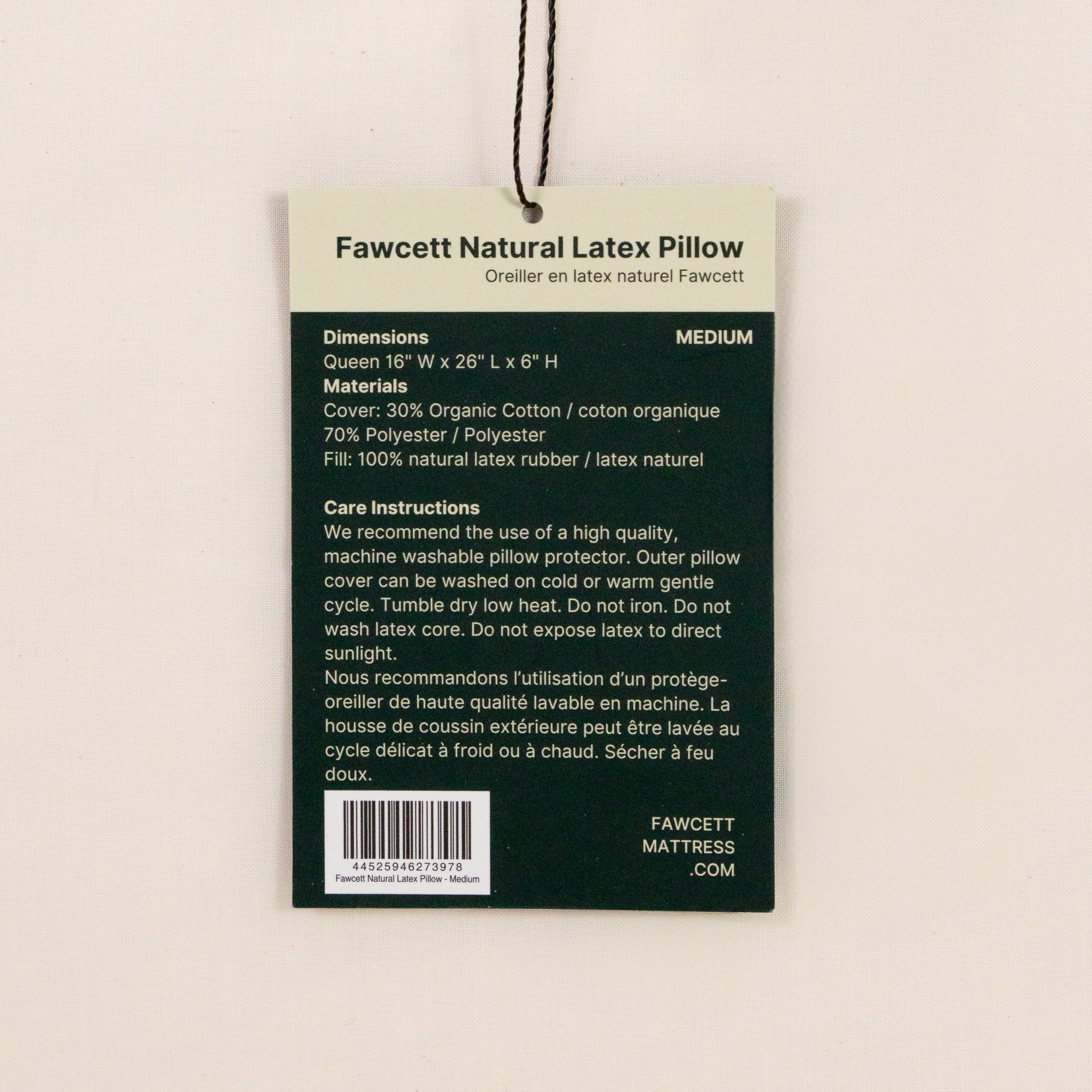 Natural latex pillow hang tag label