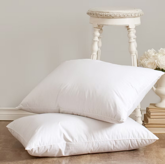 Heirloom White Duck Down Pillow two stacked