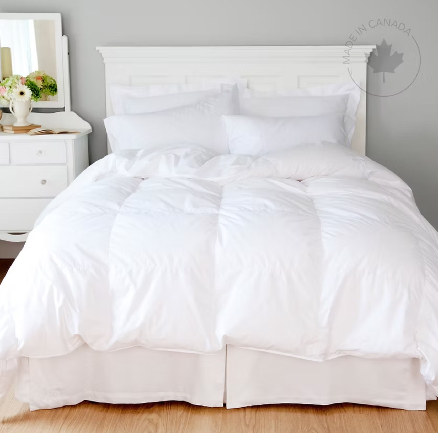 Laroche Canadian White Duck Down Duvet on bed top view