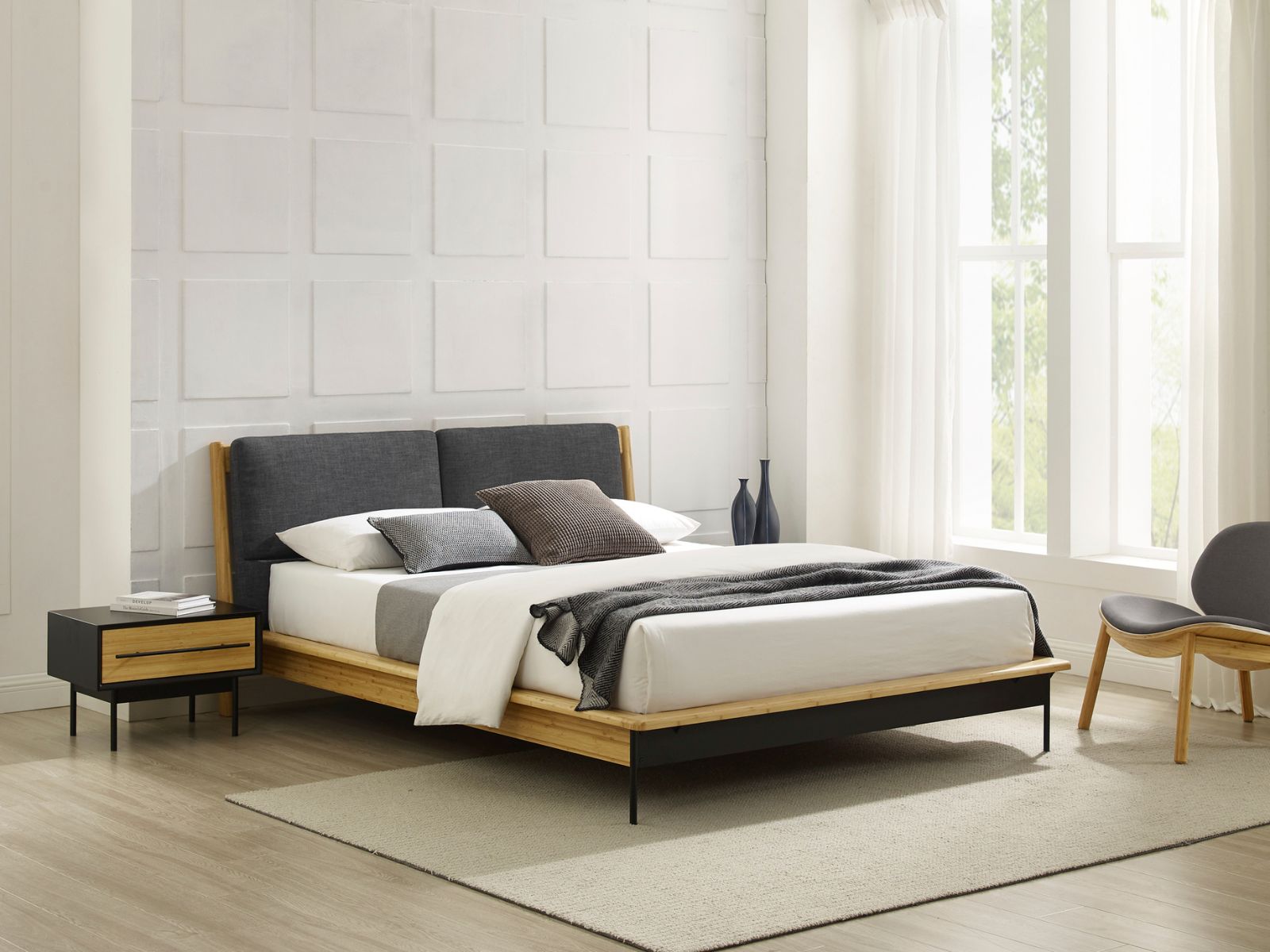 Santa Cruz Platform Bed Frame made bed
