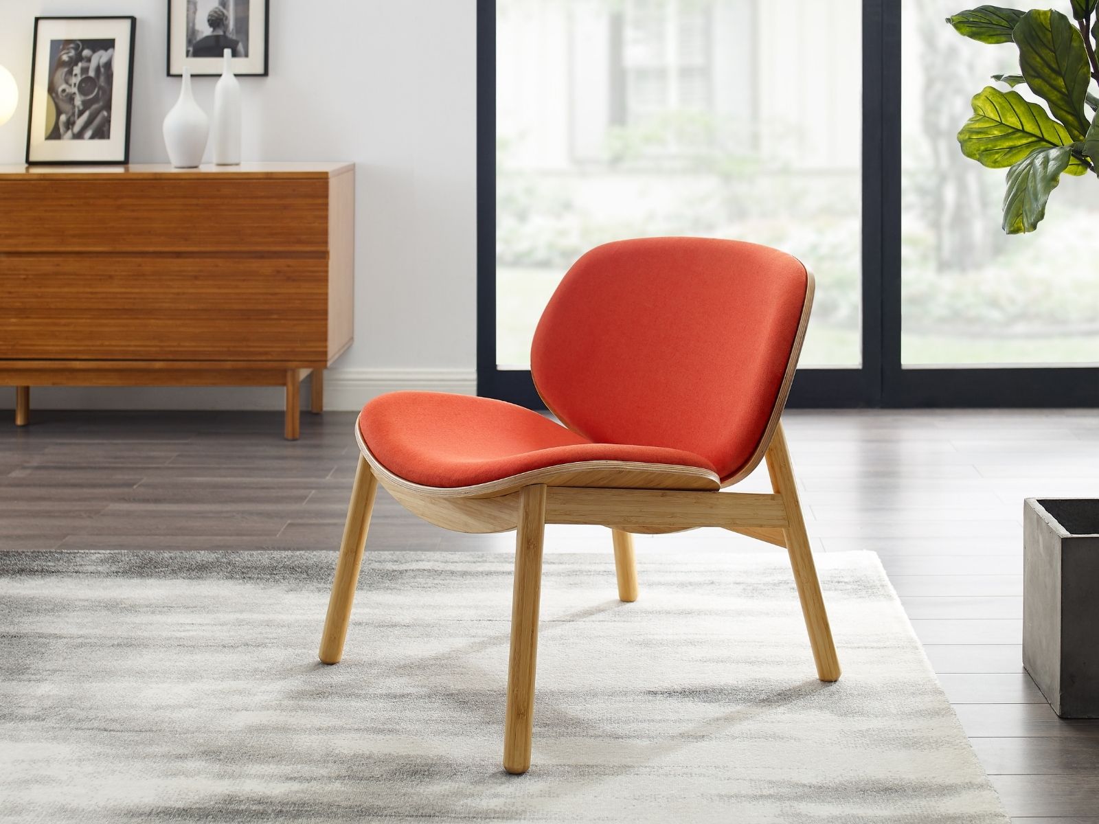 Danica Mid-Century Solid Bamboo Accent Chair