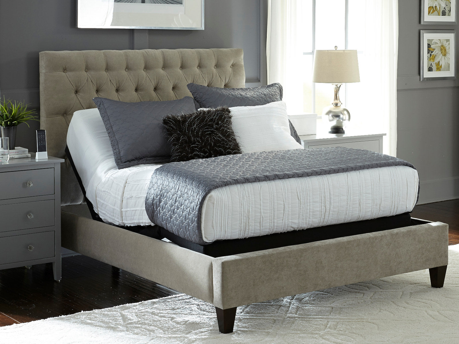 Prodigy Adjustable Bed with Lumbar Support in bedroom