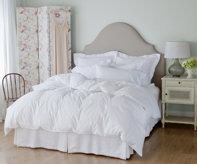 portier and dunn down snowdrop duvet on a bed corner view